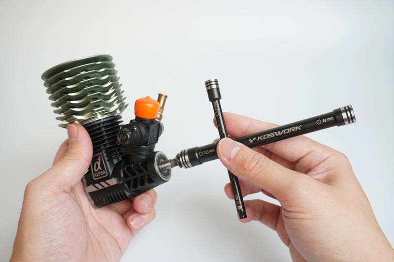 Koswork KOS13261 Glow Plug/Clutch Nut Cross Wrench (Nut 7, 8, 10mm & Hex 5mm) (9001937207533)