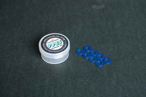 Koswork KOS40308-05B 3x8x0.5mm 3mm Aluminum Washer Blue (8pcs) (9003656151277)