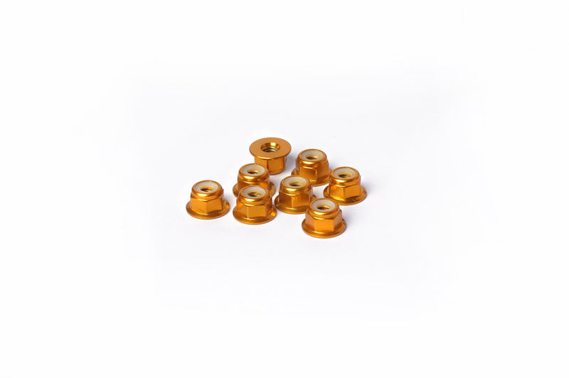 Koswork KOSN1004GD M4 Aluminum Flanged Nylon Lock Nuts Gold (w/container) (8) (9003677450477)
