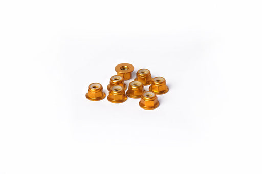 Koswork KOSN1004GD M4 Aluminum Flanged Nylon Lock Nuts Gold (w/container) (8) (9003677450477)