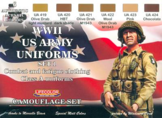 LifeColor CS17 WWII US Army #1 Uniforms Class A Acrylic Paint Set - Hobby City NZ (8966374555885)