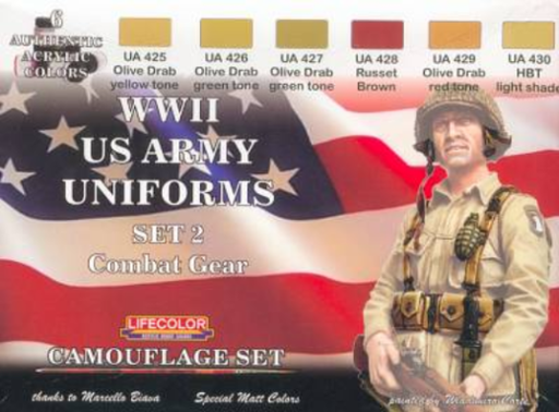 LifeColor CS18 WWII US Army #2 Uniforms Combat Gear Acrylic Paint Set - Hobby City NZ (8966374588653)