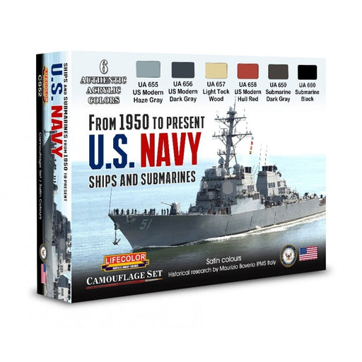 LifeColor CS52 1950-Present USN Ships and Submarines Paint Set (22ml x 6) - Hobby City NZ (8966375178477)