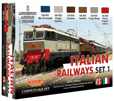 LifeColor XS13 Italian Railways Set 1 6 Colour Acrylic Paint Set - Hobby City NZ (8966384779501)