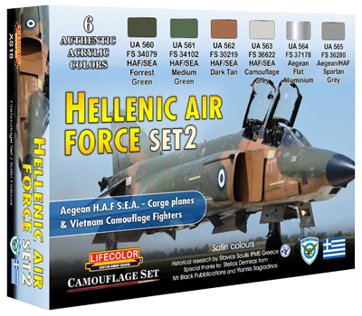 LifeColor XS16 Hellenic Air Force Set 2 6 Colour Acrylic Paint Set - Hobby City NZ (8966384976109)