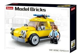 xSluban B0706C Model Bricks Yellow Car - 176 Pc (7546225361133)