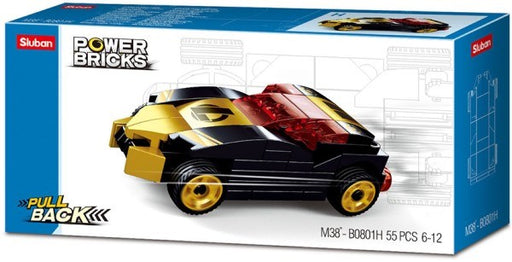 xSluban B0801H Power Bricks: Gold Black Winner - Pull Back Car (55pcs) (7546230997229)