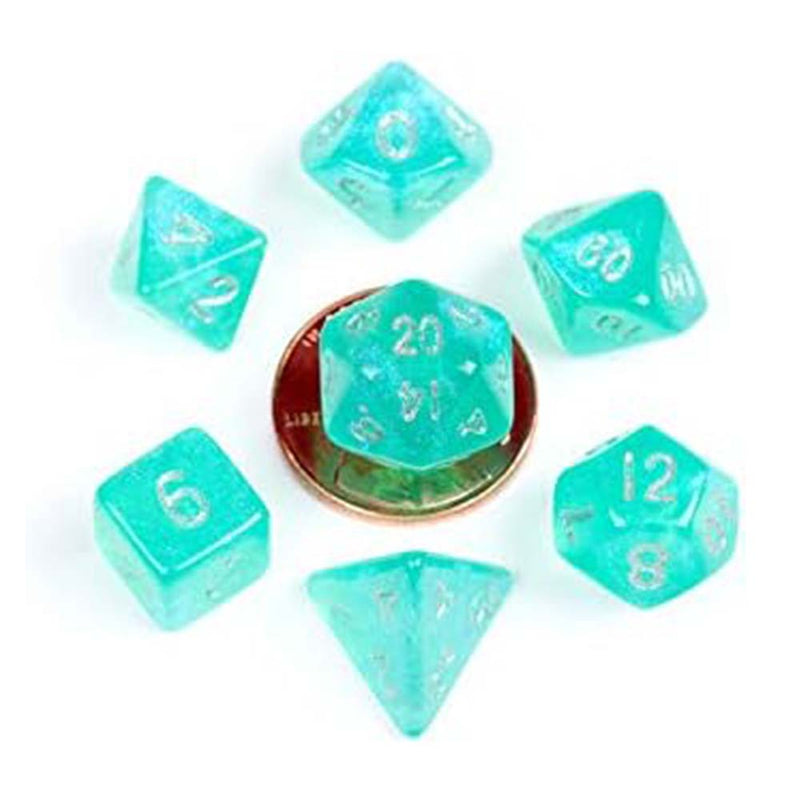 MDG MDG180 Acrylic Dice: Stardust Turquoise Poly Set (9003848597741)