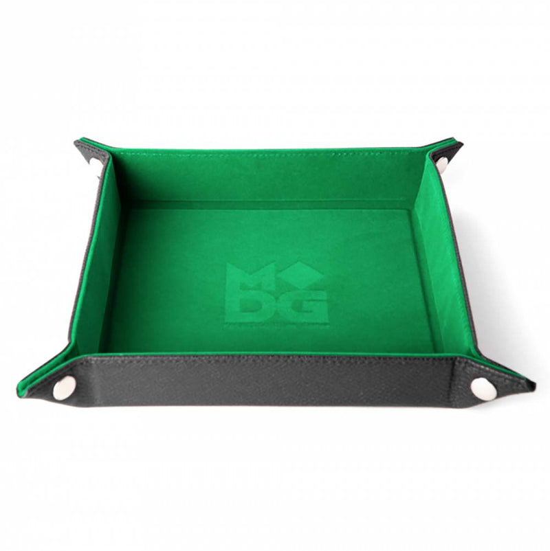 MDG MDG535 Fold Up Velvet Dice Tray w/ PU Leather BackingGreen (9003841913069)