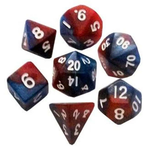MDG MDG412 Mini Polyhedral Dice Set: Red/Blue w/ White Numbers (9003875795181)
