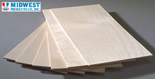Midwest 5242 Birch Plywood 1/16 x 12 x 24" (1.59 x 304.8 x 609.6mm) - 1 Sheet