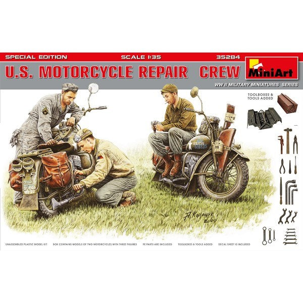 MiniArt 35284 1/35 U.S. Motorcycle Repair Crew - Special Edition - Hobby City NZ (7759537176813)