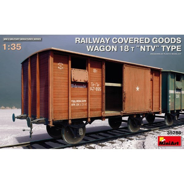 MiniArt 35288 1/35 Railway Covered Goods Wagon 18t "NTV" Type - Hobby City NZ (7759537307885)