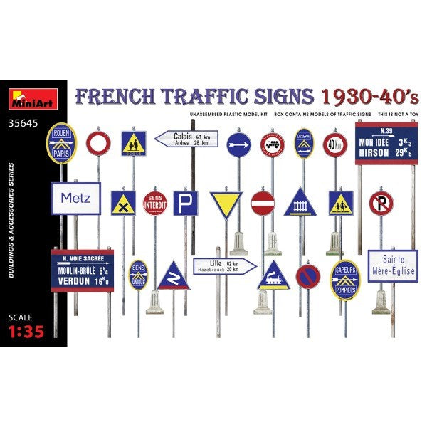 MiniArt 35645 1/35 TRAFFIC SIGNS FRENCH 1930/40's - Hobby City NZ (7759544254701)