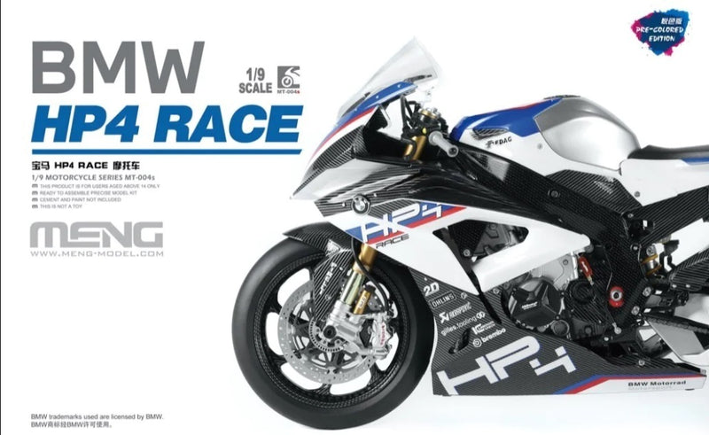 Meng MT-004s 1/9 BMW HP4 Race (Pre-colored Edition) - Hobby City NZ (8967467204845)