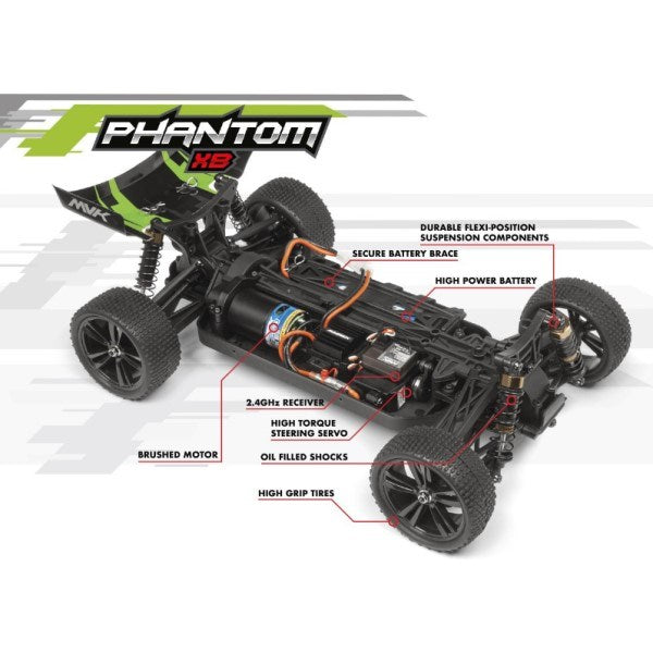 Maverick MV150075 1/10 Phantom XB 4WD Racing Buggy RTR Green