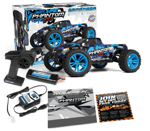 Maverick 150603 1/10 Phantom MT Bluee with Battery & Chargerh - Hobby City NZ (8503304814829)