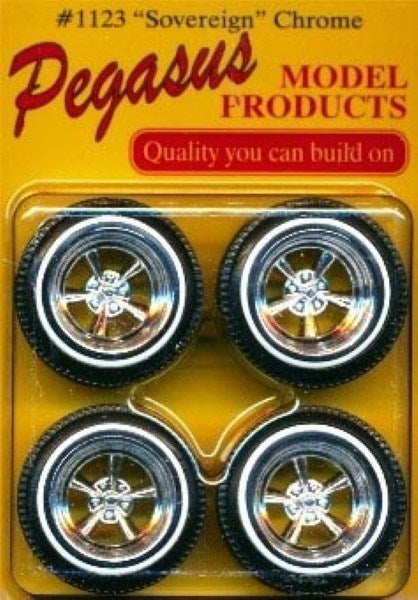 PEG1123 Pegasus Hobbies 1/24 Sovereign Chrome wheels (4pcs)