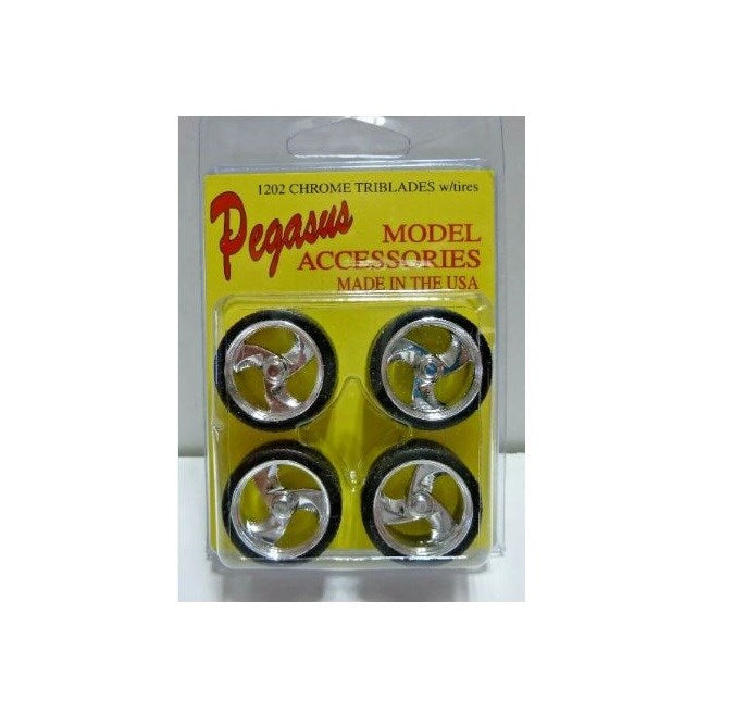 Pegasus Hobbies 1202 1/24 Tri-Blades Rims w/Tyres - Hobby City NZ