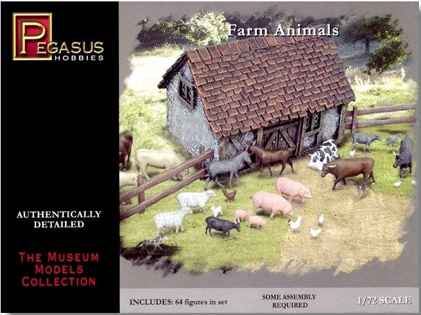 Pegasus Hobbies 7052 1/72 Assorted Farm Animals (64 pcs) (8186784186605)