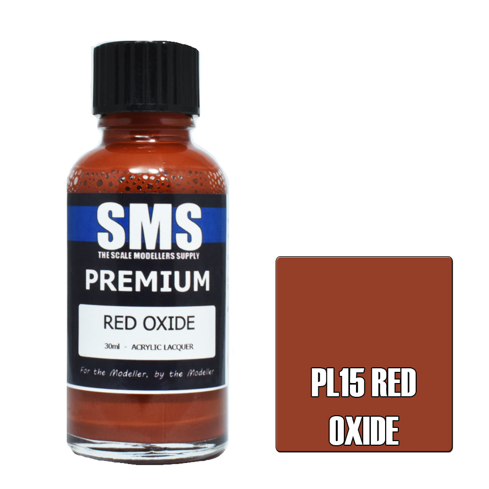 Scale Modellers Supply SMS Premium Red Oxide Acrylic Lacquer Airbrush Paint 30ml - PL15