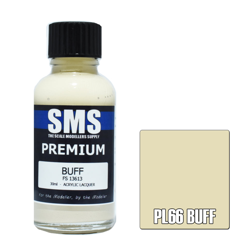 Scale Modellers Supply SMS Premium Buff Acrylic Lacquer Airbrush Paint 30ml - PL66