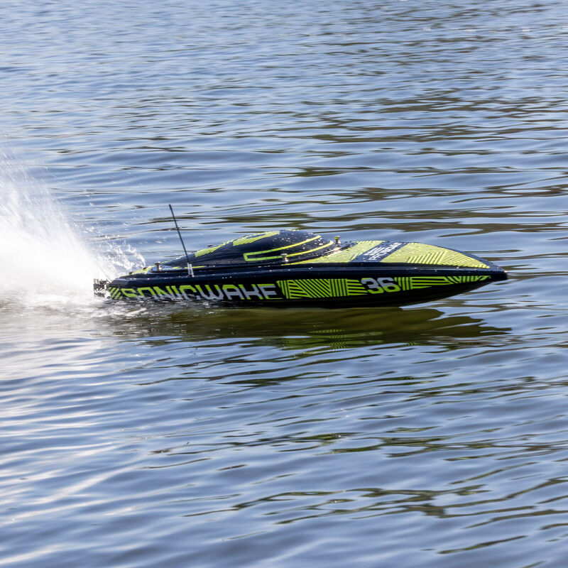 Pro Sonicwake V3 36in Self-Righting 96+ KPH Black/Green RC Boat (31)