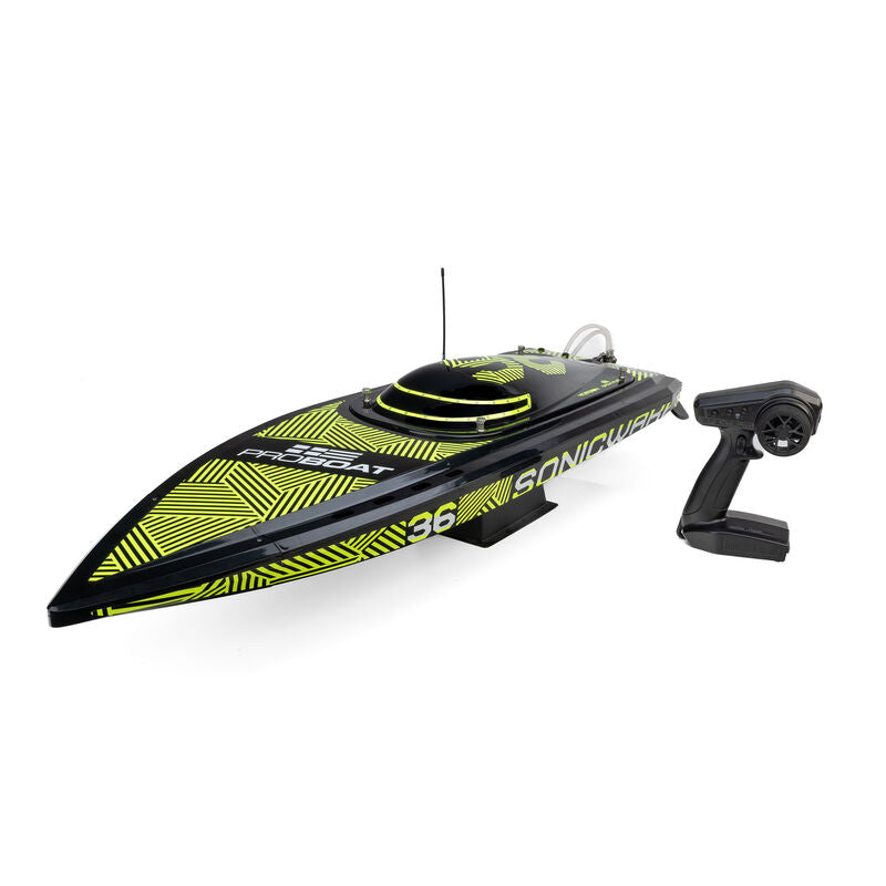 Pro Sonicwake V3 36in Self-Righting 96+ KPH Black/Green RC Boat (16)