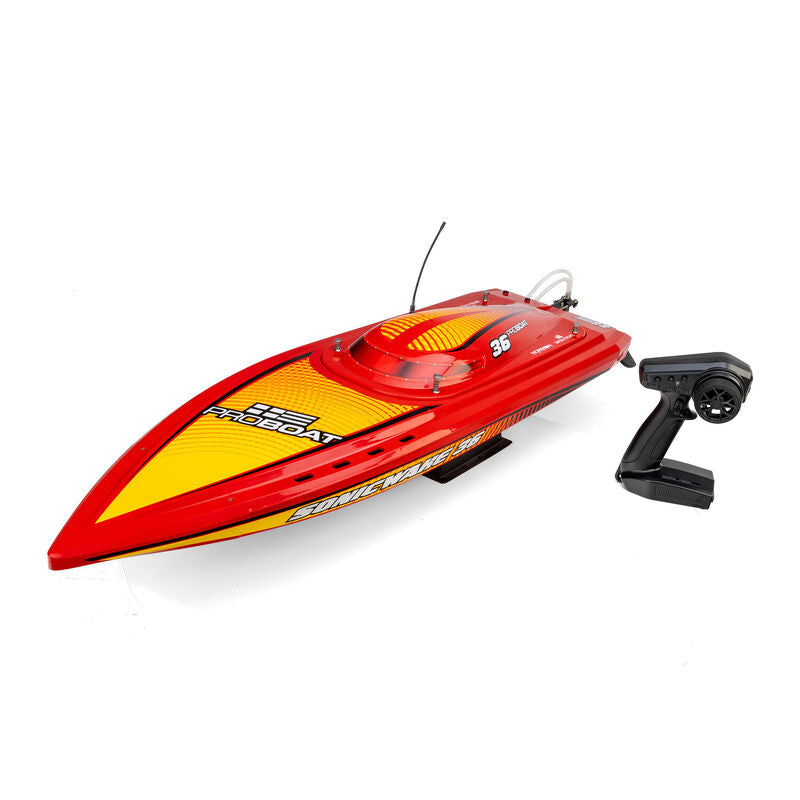 Pro Sonicwake V3 Self-Righting 36in 96+ KPH Red/Yellow RC Boat (18)