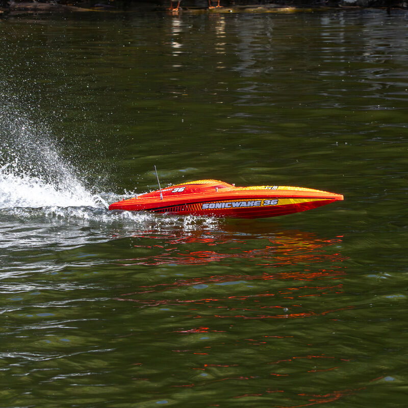 Pro Sonicwake V3 Self-Righting 36in 96+ KPH Red/Yellow RC Boat (4)