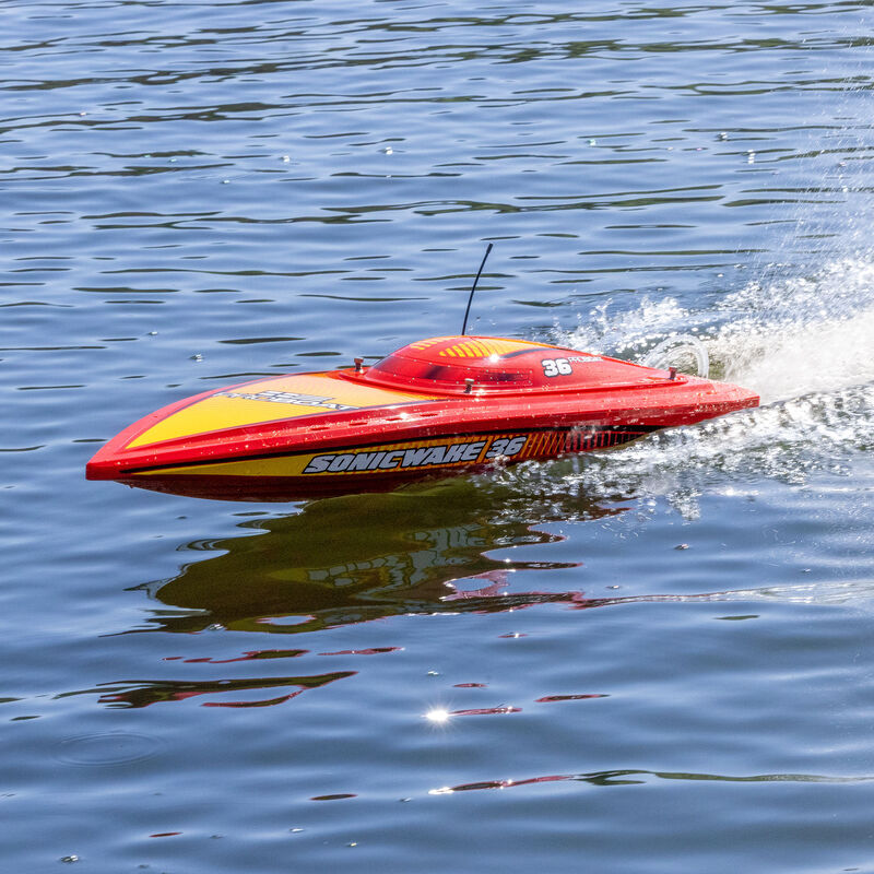 Pro Sonicwake V3 Self-Righting 36in 96+ KPH Red/Yellow RC Boat (3)
