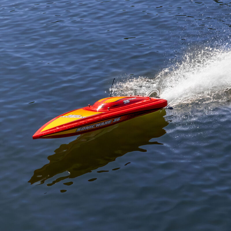 Pro Sonicwake V3 Self-Righting 36in 96+ KPH Red/Yellow RC Boat (8)