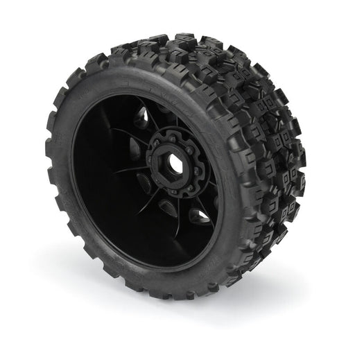 Proline PRO1019811 1/6 Badlands MX57 Front/Rear 5.7â€ Tires Mounted on Raid 8x48 Removable 24mm Hex Wheels (2): Black - Hobby City NZ (8347855356141)