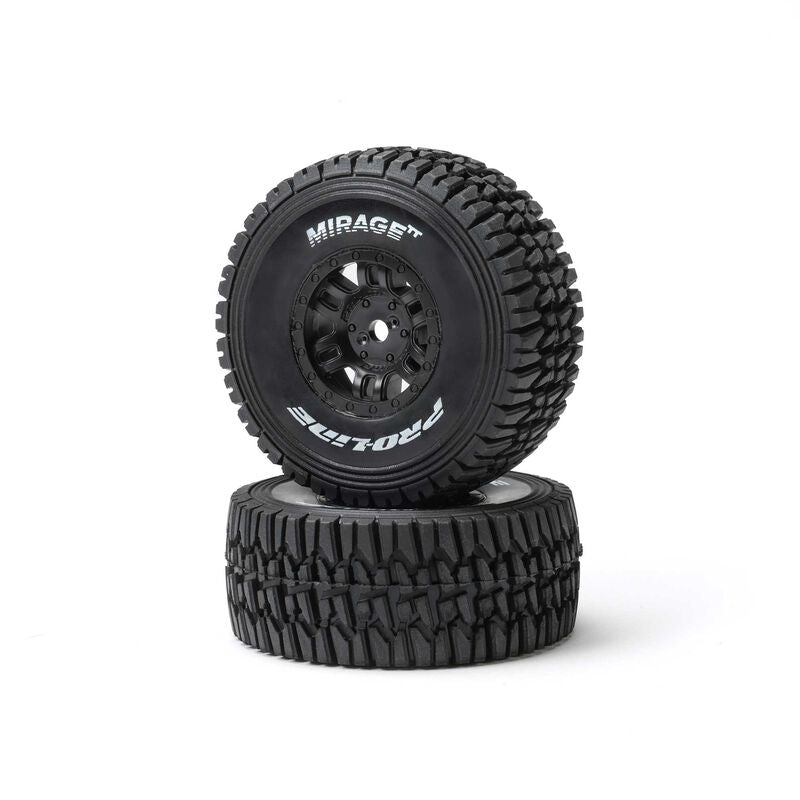 Proline Mirage TT F/R Tires Mounted 12mm Hex Black Split Six (4) for ARRMA MOJAVE GROM - PRO1025311