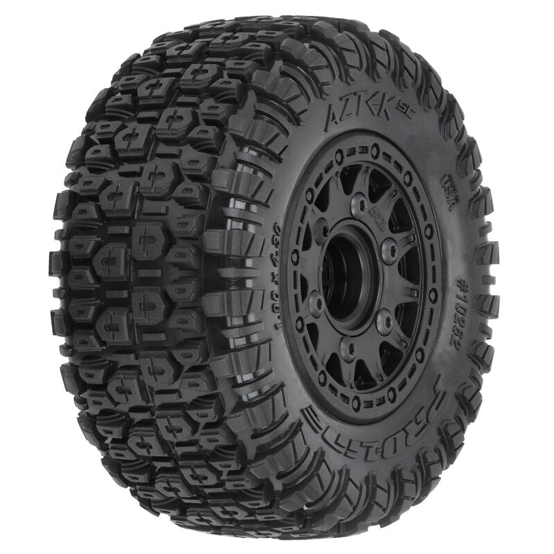 Pro-Line Aztek SC 2.2"/3.0" M2 Mounted on Raid Black 6x30 Hex SC RC Wheel & Tyre Set