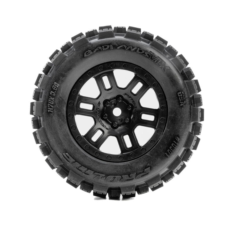 Pro-Line Badlands F/R Assembled 12mm Black Split Six RC Wheel & Tyre Set for ARRMA MINI KRATON (10)