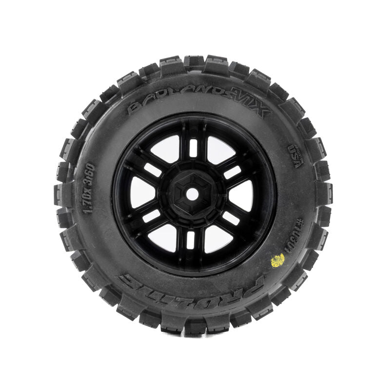 Pro-Line Badlands F/R Assembled 12mm Black Split Six RC Wheel & Tyre Set for ARRMA MINI KRATON (9)