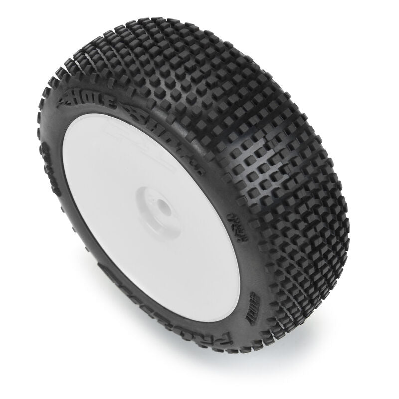 Pro-Line Hole Shot 3.0 Buggy Tyres Mounted on Velocity White Wheels 1/10 - PRO1031713
