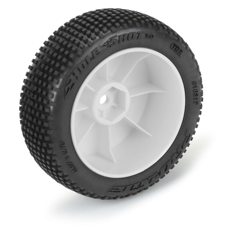 Pro-Line Hole Shot 3.0 Buggy Tyres Mounted on Velocity White Wheels 1/10 - PRO1031713