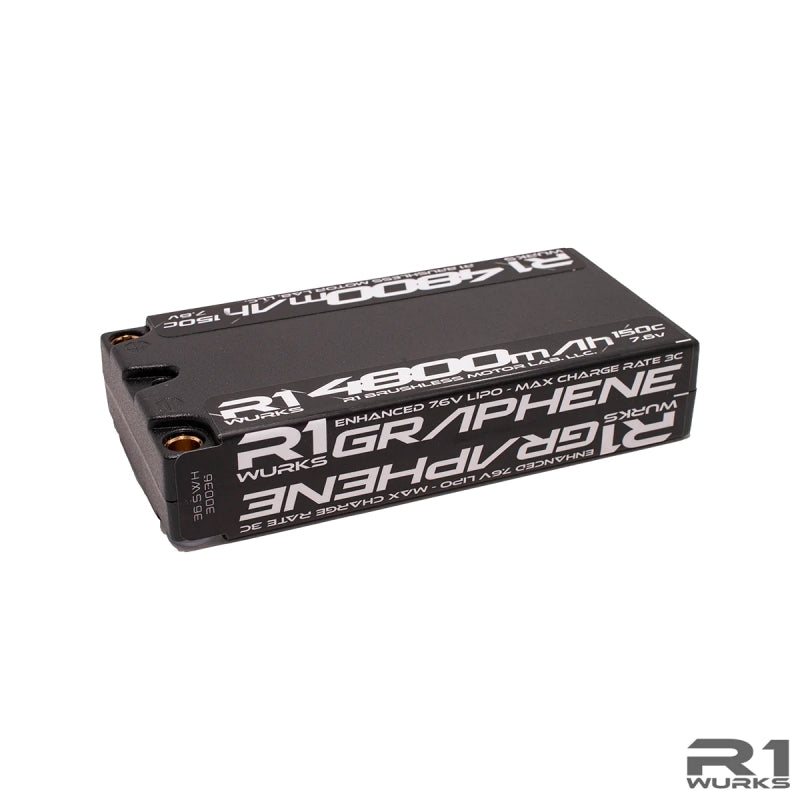 R1 Wurks R1030036 4800mah 150c 7.6v 2S LCG Shorty LiPo Battery Graphene - Hobby City NZ (8499677004013)