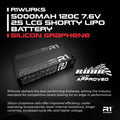 R1 Wurks 5000mAh 120C 7.6V 2S HV LCG Shorty Silicon Graphene RC LiPo Battery