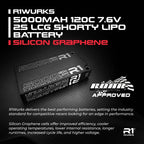 R1 Wurks 5000mAh 120C 7.6V 2S HV LCG Shorty Silicon Graphene RC LiPo Battery