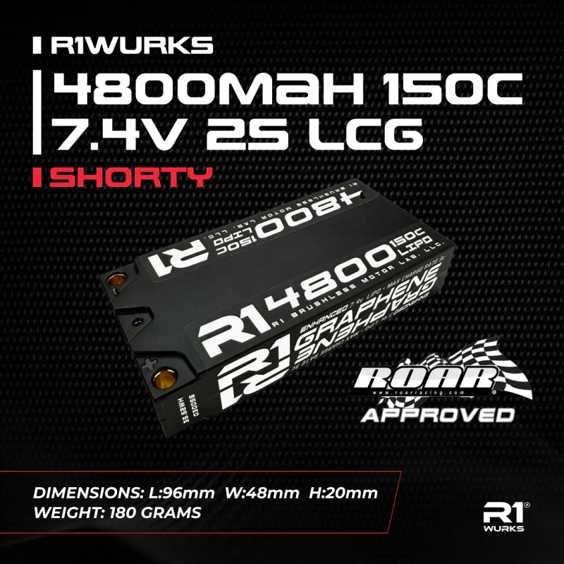 R1 Wurks 4800mAh 150C 7.4V 2S LCG Shorty Silicone Graphene RC LiPo Battery (4)