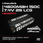 R1 Wurks 4800mAh 150C 7.4V 2S LCG Shorty Silicone Graphene RC LiPo Battery (4)