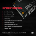 R1 Wurks 4000mAh 200C 7.4V 2S ULCG Shorty 161g RC LiPo Battery (2)