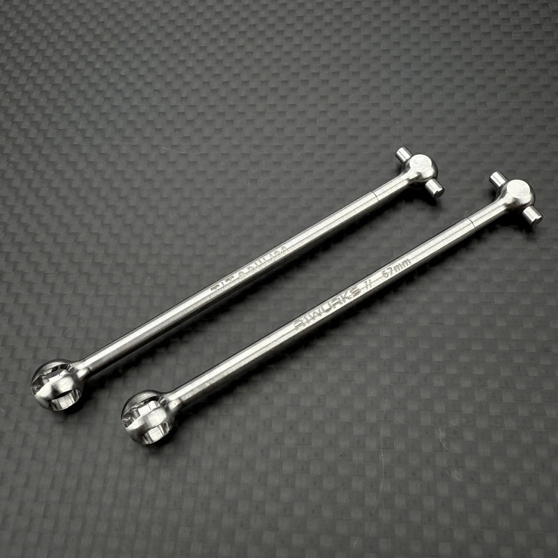 R1 Wurks 22 Series Titanium HD Rear CVA Bones X67mm 22X-4 & 22X Shorten Pin RC Drive Shaft (3)