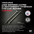 R1 Wurks 22 Series Titanium HD Rear CVA Bones X67mm 22X-4 & 22X Shorten Pin RC Drive Shaft