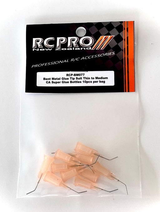 RC Pro RCP-BM077 Bent Stainless Glue Tip Suit Thin to Medium CA Super Glue Bottles Peach 10pcs per bag (8949824291053)