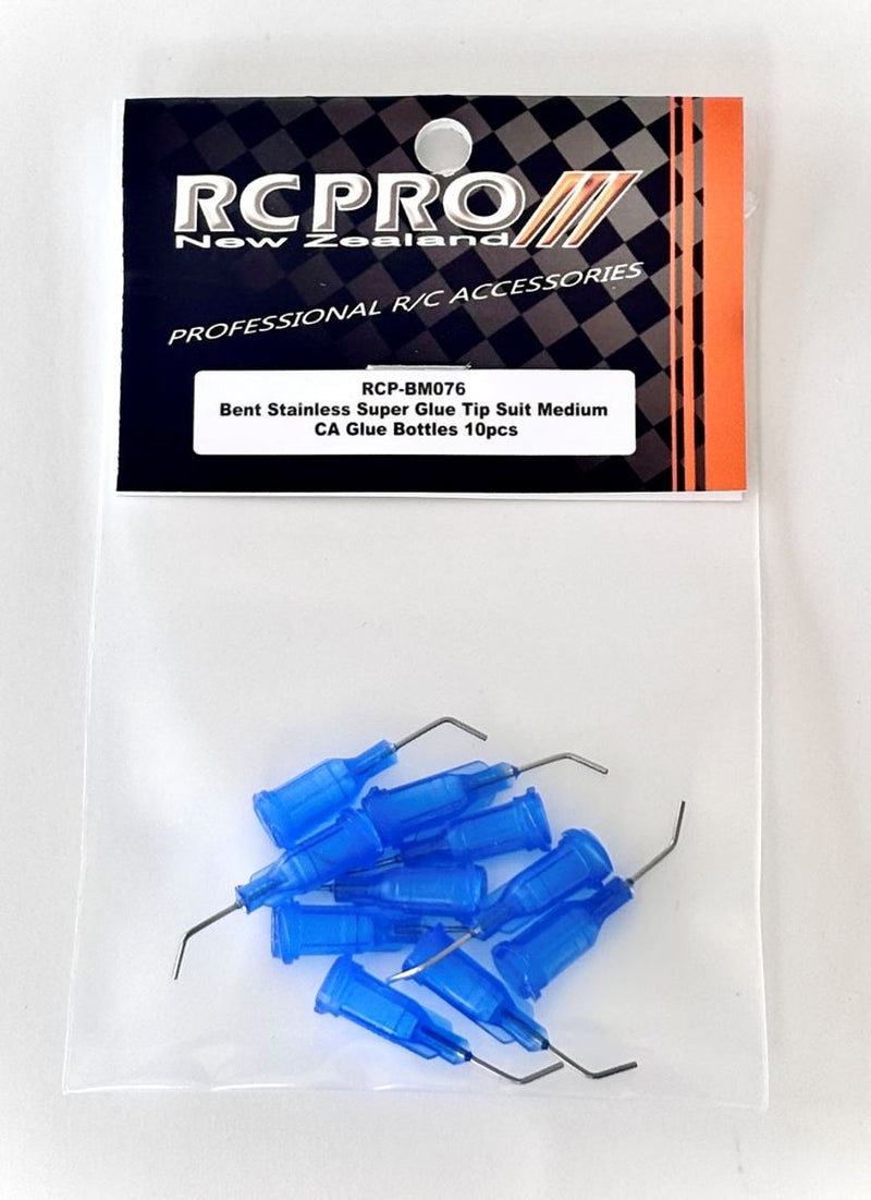 RC Pro RCP-BM076 Bent Stainless Super Glue Tip Suit Medium CA Glue Bottles Blue 10pcs (8949824258285)