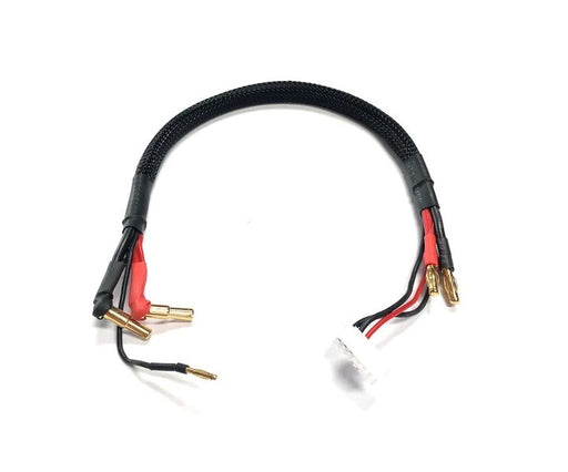 RC Pro RCP-BM043-V2 V2 Premium 4-5mm Stepped 90 Degree Covered Easy Pull Bullet - 4mm Charge Lead 350mm long 2S Balance with 7pin XH Plug. Braided Wrap & Glued Heat Shrink (8446602576109)